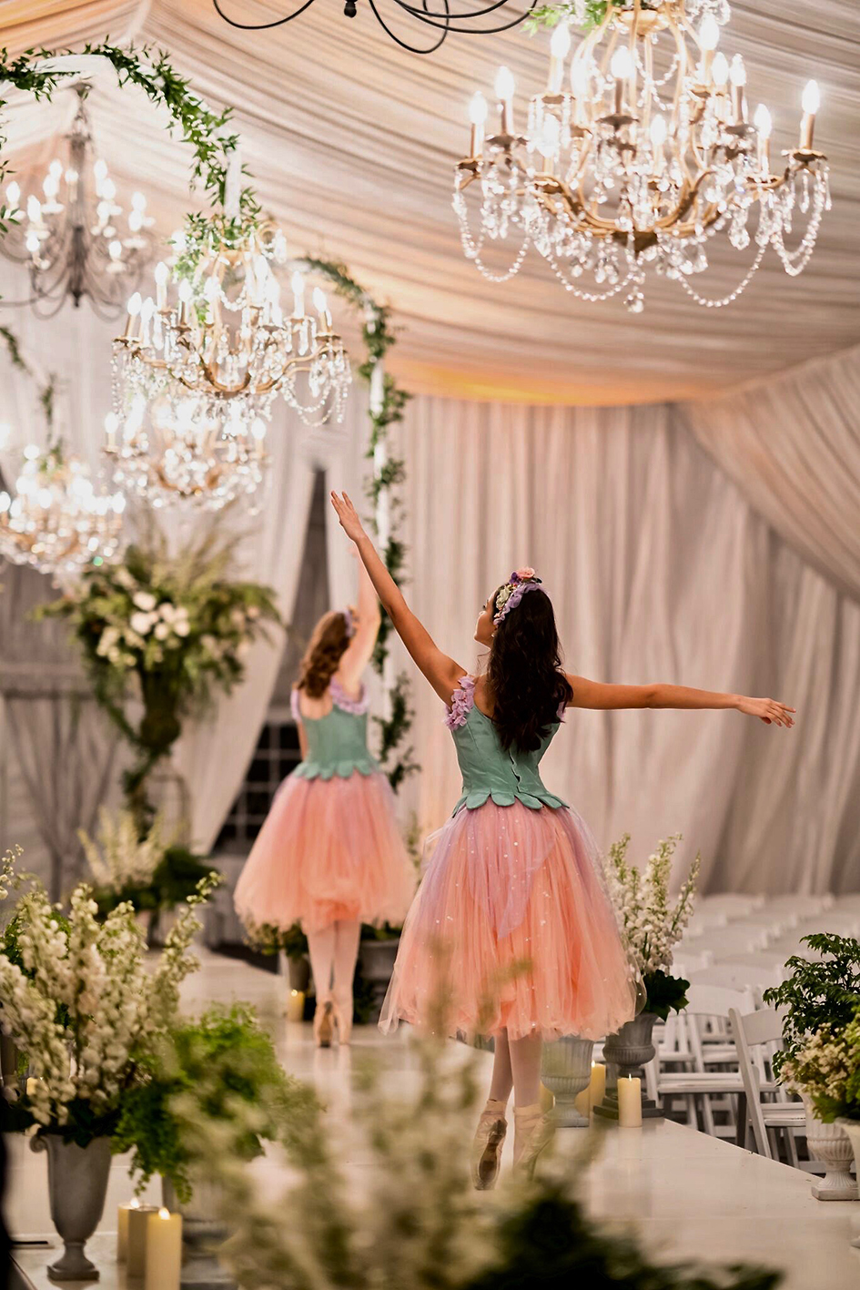 Dancers prance down the aisle at Michael and Neda's wedding at Four Seasons Westlake Village